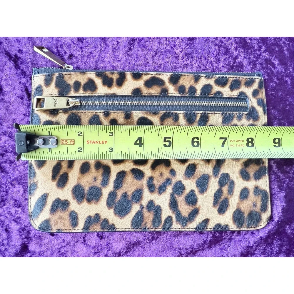 J Crew Leopard‎ Print Calf Hair Pouch Clutch Bag Cheetah Animal Print Handbag